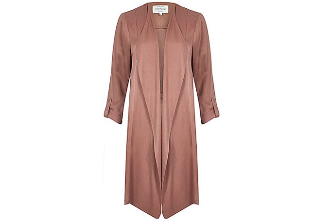 River Island Pink Long Sleeve Crinkle Duster